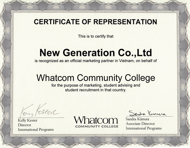 Thế Hệ Mới là đại diện tuyển sinh trường Whatcom Community College