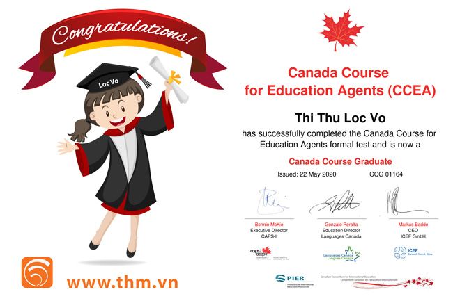 Chúc mừng chuyên viên Võ Thị Thu Lộc đạt chứng chỉ quốc tế tư vấn giáo dục Canada CCEA