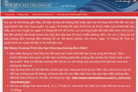 Thông tin mới về đơn xin thị thực Hoa Kỳ 20/07/2015
